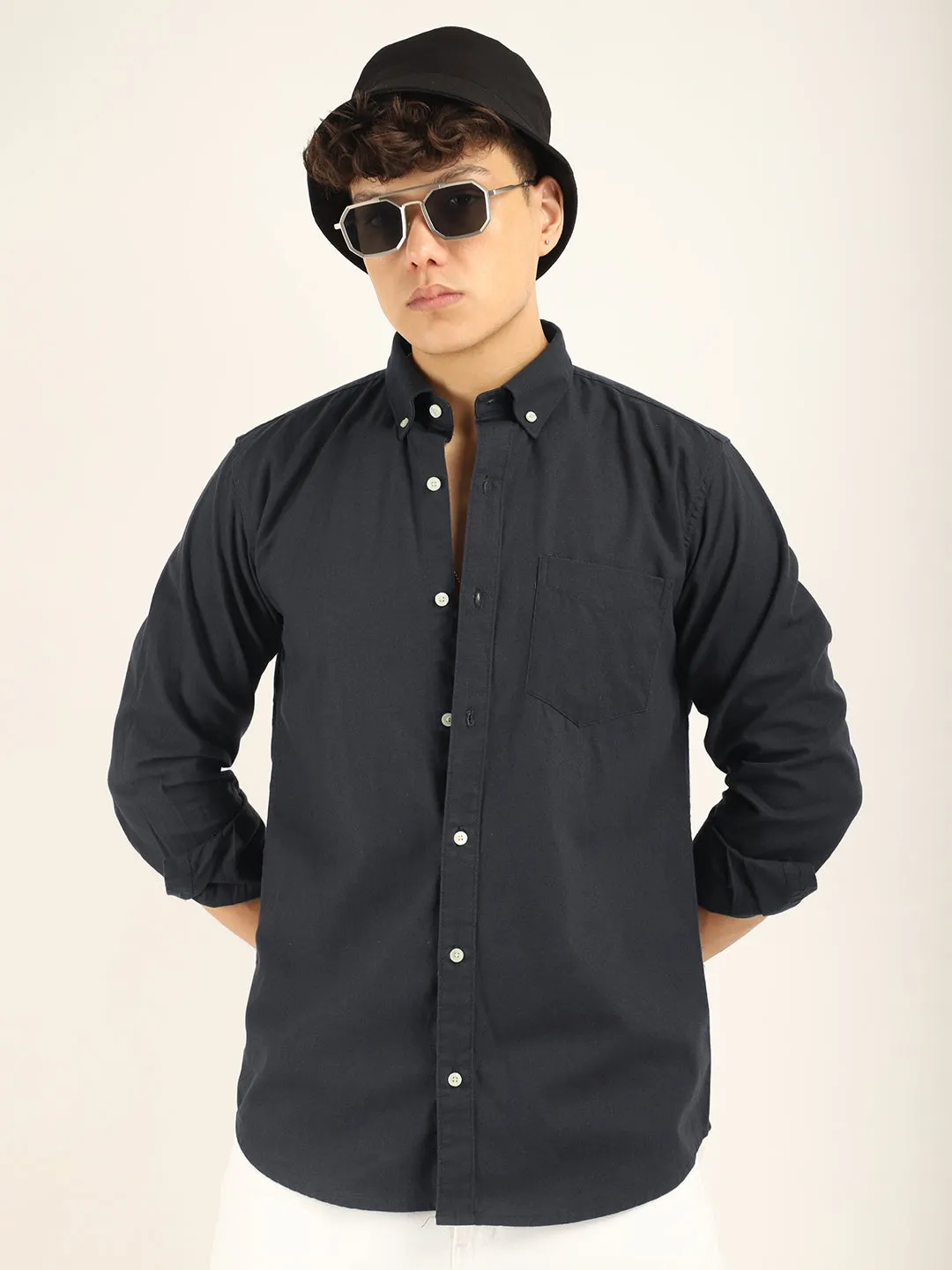 Carlo Oxford Dark Grey Full Sleeves Shirt