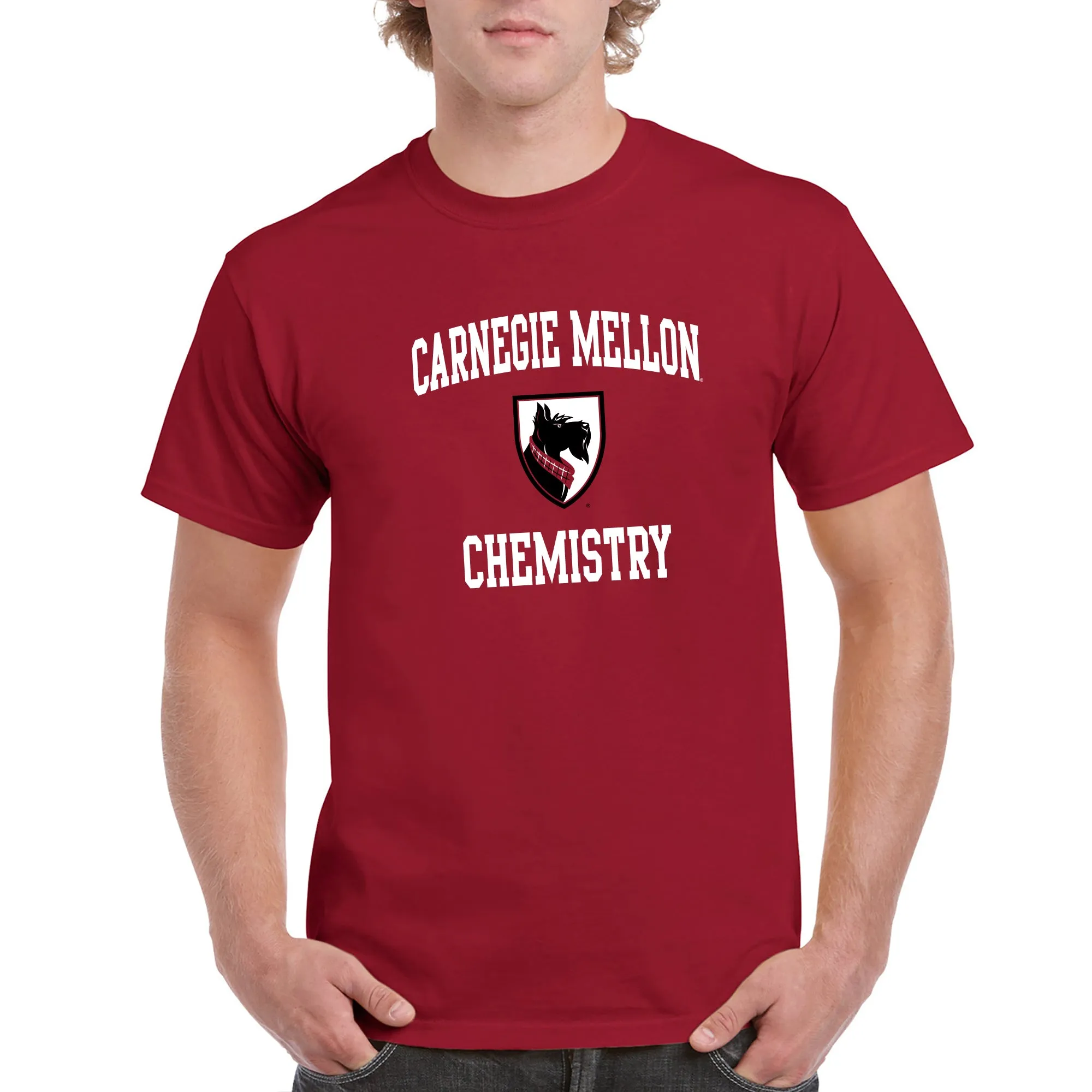 Carnegie Mellon University Tartans Arch Logo Chemistry Short Sleeve T Shirt - Cardinal