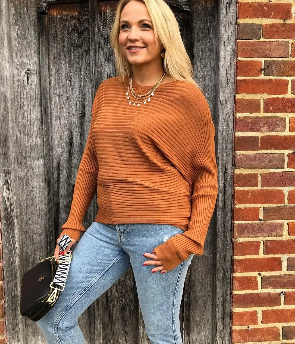 Copper Ribbed Batwing Jumper