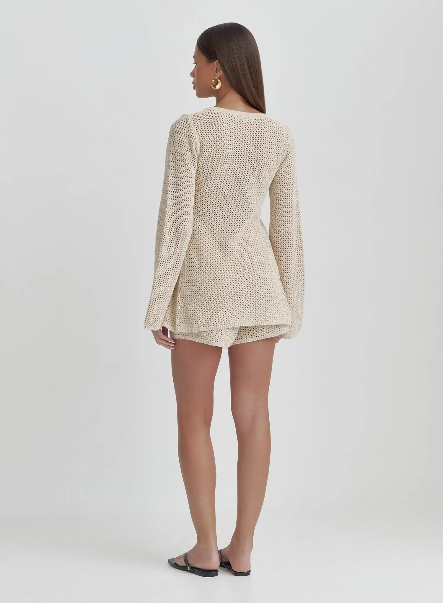 Cream Crochet Tie Front Top- Antoine