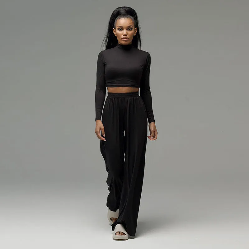 Crop Tops Trouser Flare Pant Sets