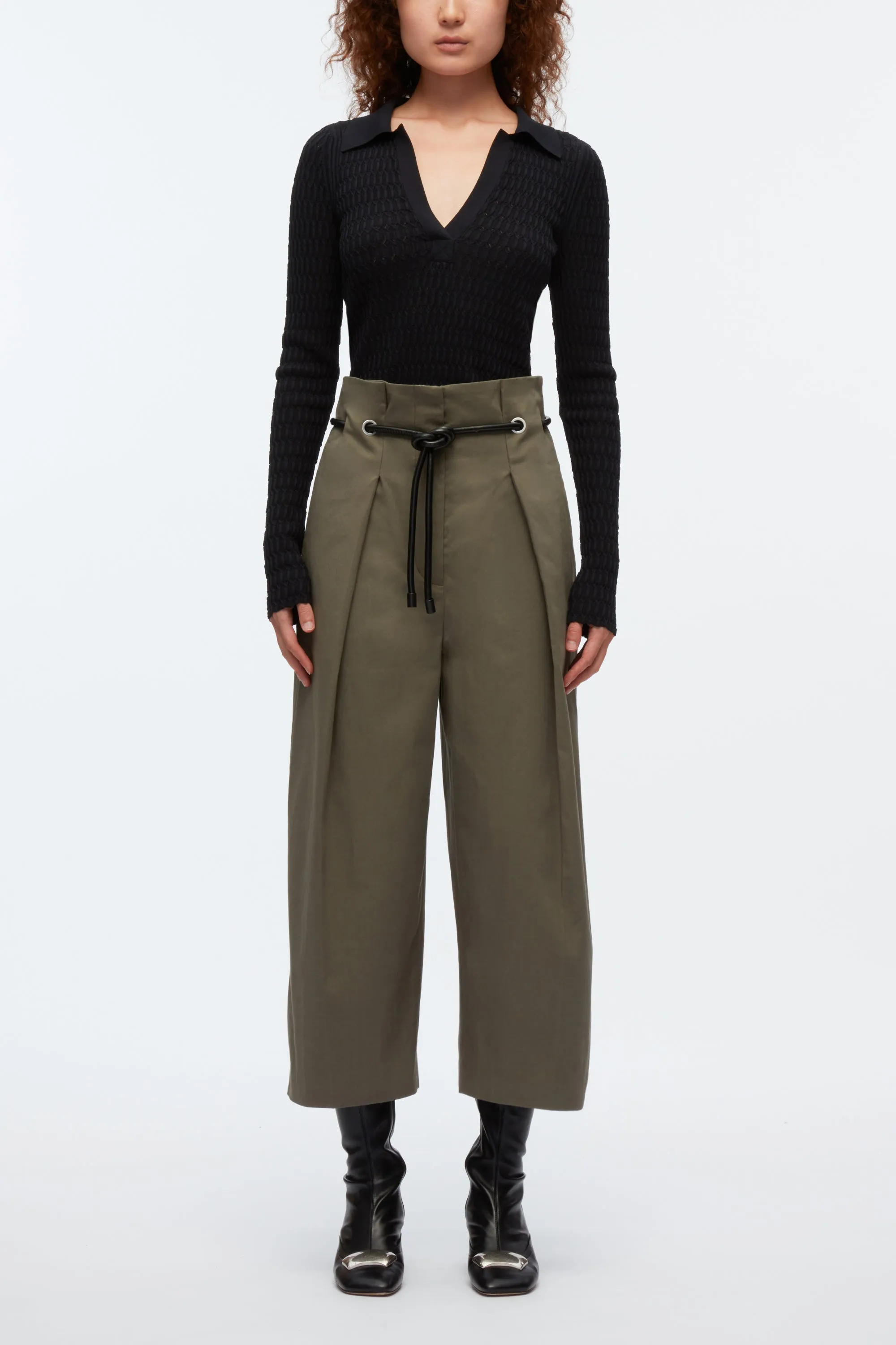 Cropped Wide Leg Origami Trousers