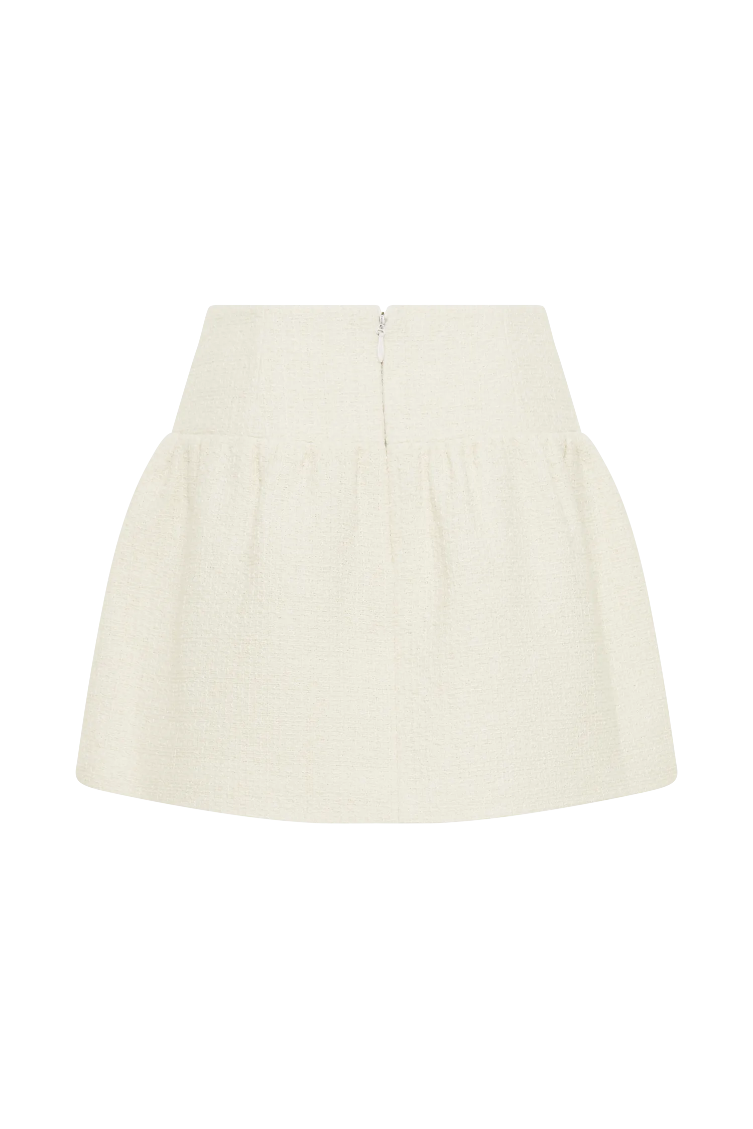 Cyrus Gathered Boucle Mini Skirt - Ivory