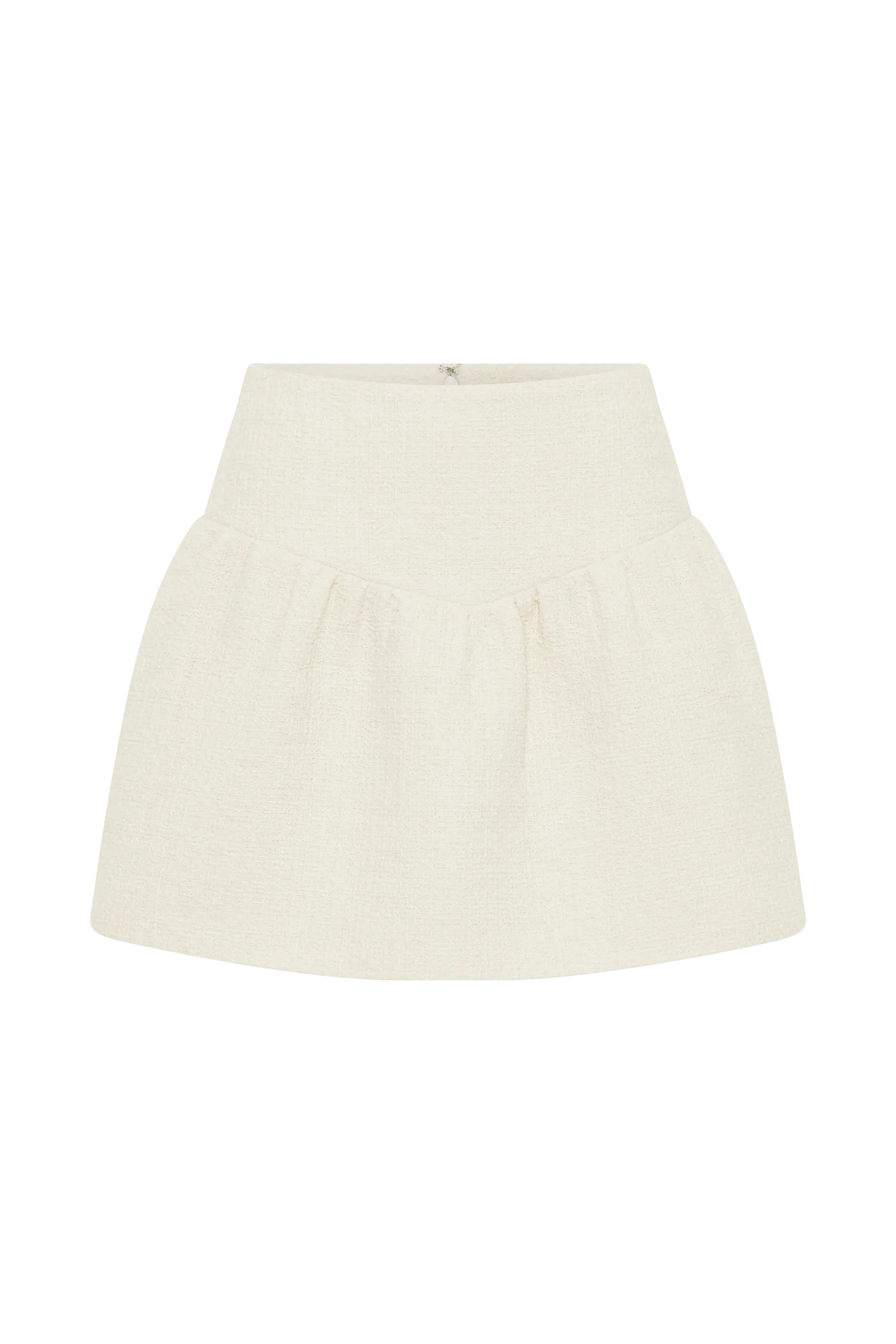 Cyrus Gathered Boucle Mini Skirt - Ivory