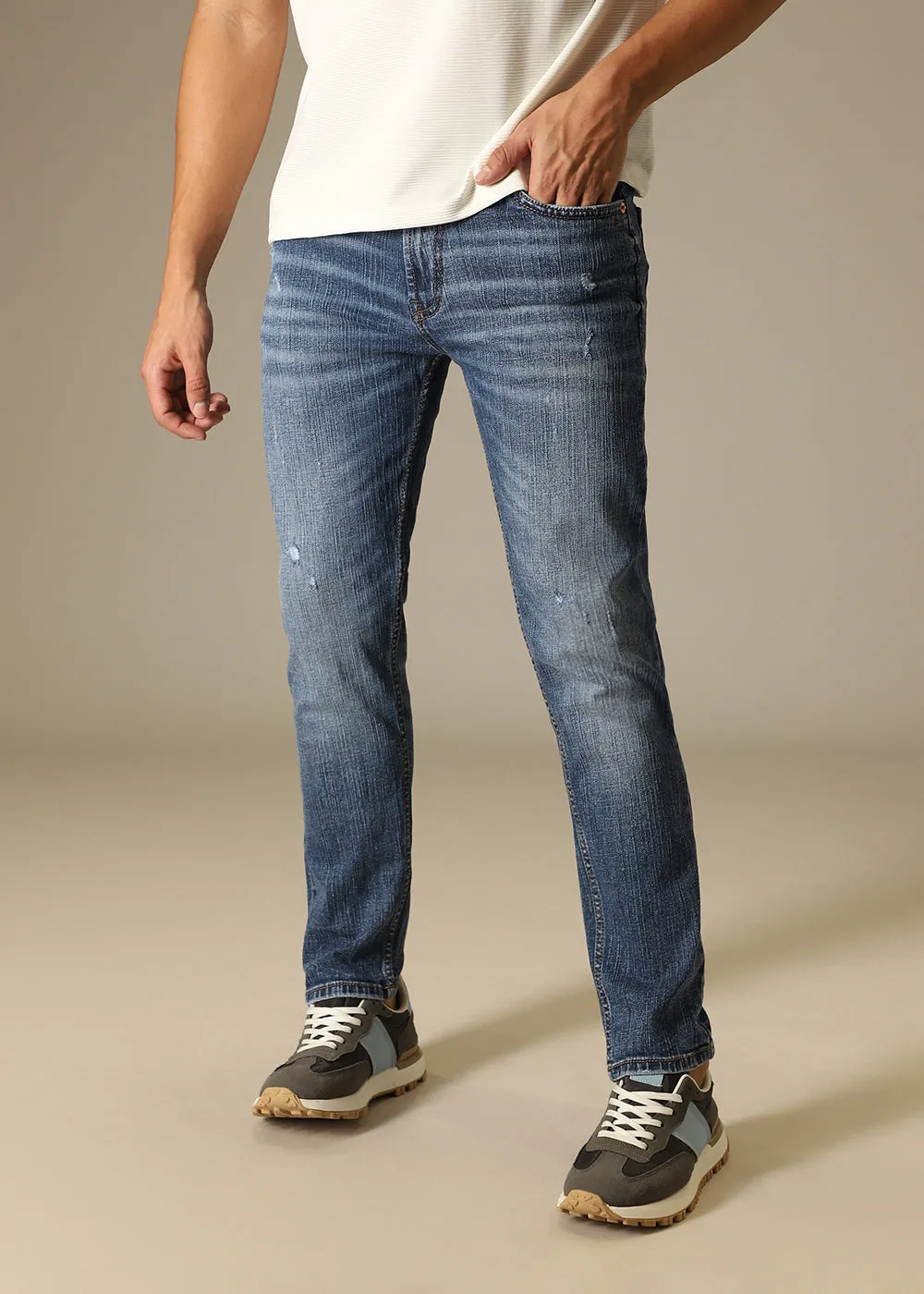 Dark Blue Ankle Slim Fit Denim