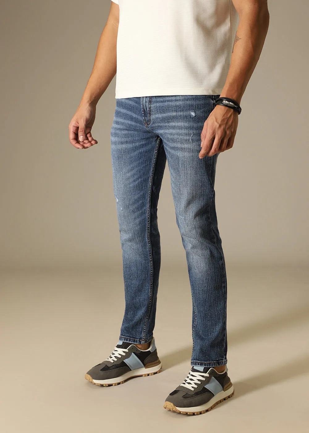 Dark Blue Ankle Slim Fit Denim