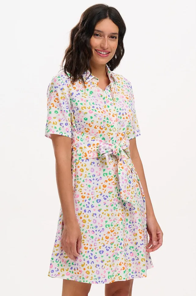 Dessie Shirt Dress - Off-White/Multi, Mottled Leopard