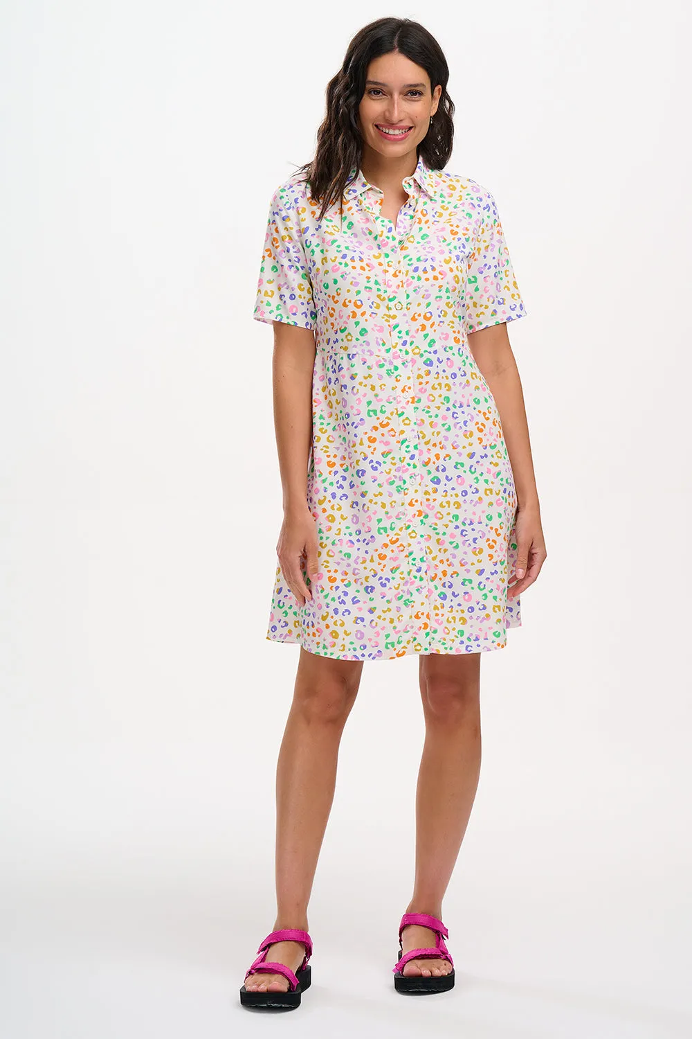 Dessie Shirt Dress - Off-White/Multi, Mottled Leopard