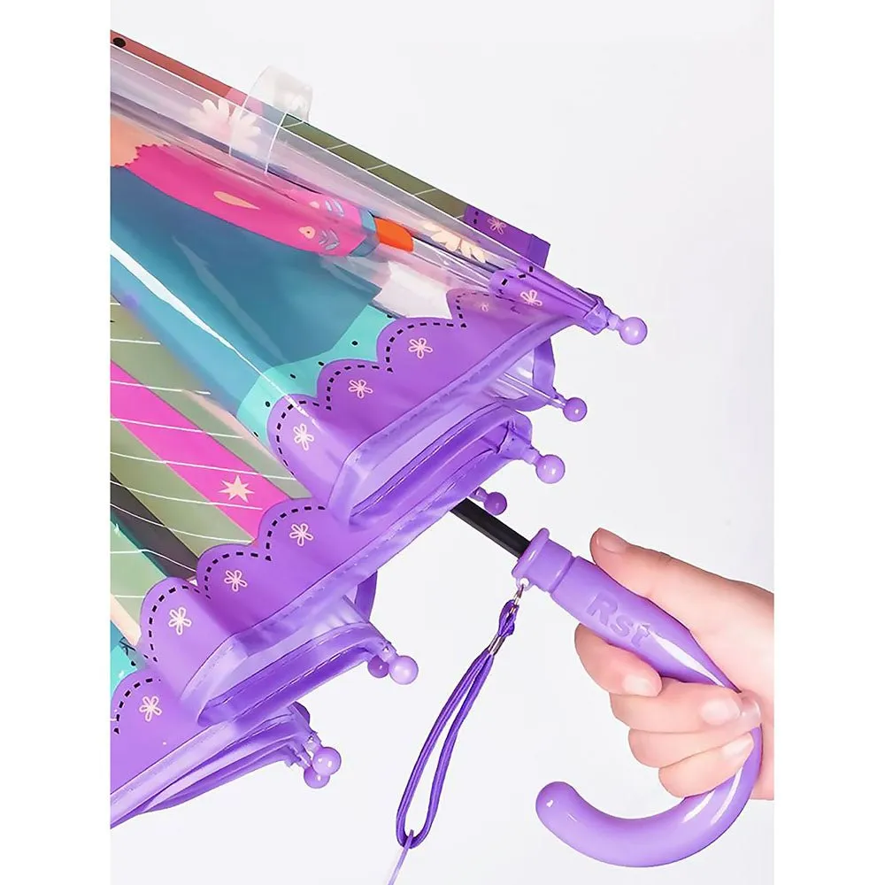 Dome Style, Ms.Foxy Transparent  Purple Umbrella for Kids