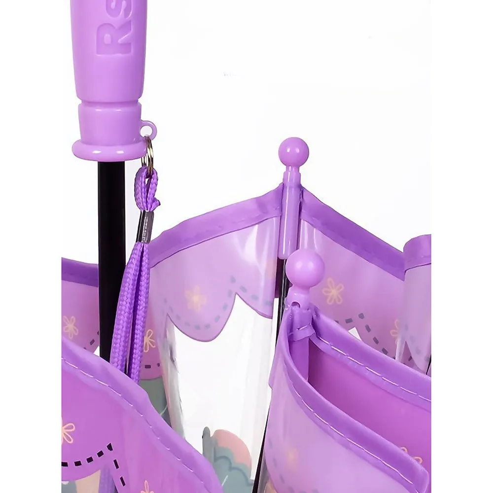 Dome Style, Ms.Foxy Transparent  Purple Umbrella for Kids