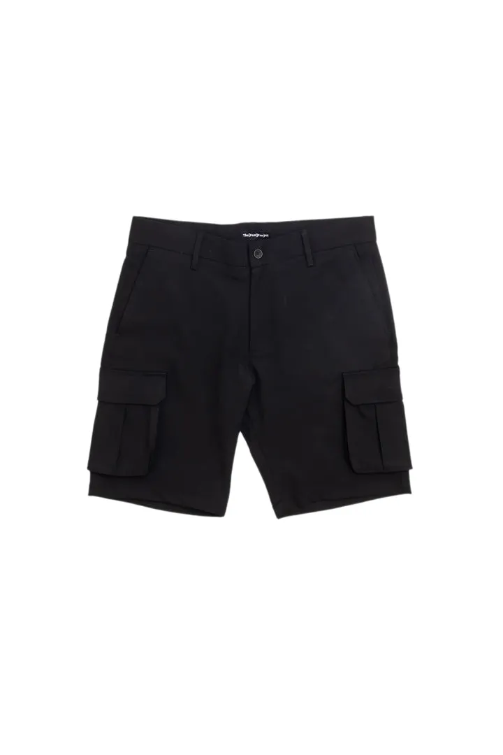 Ebony Black Stretch Cargo Shorts