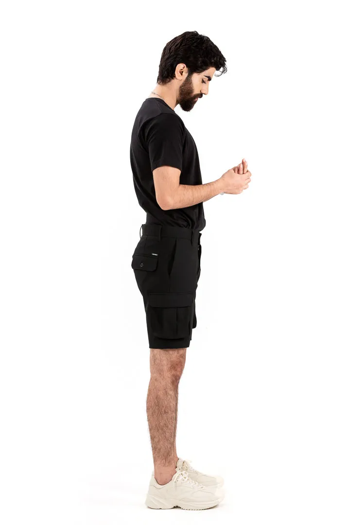 Ebony Black Stretch Cargo Shorts