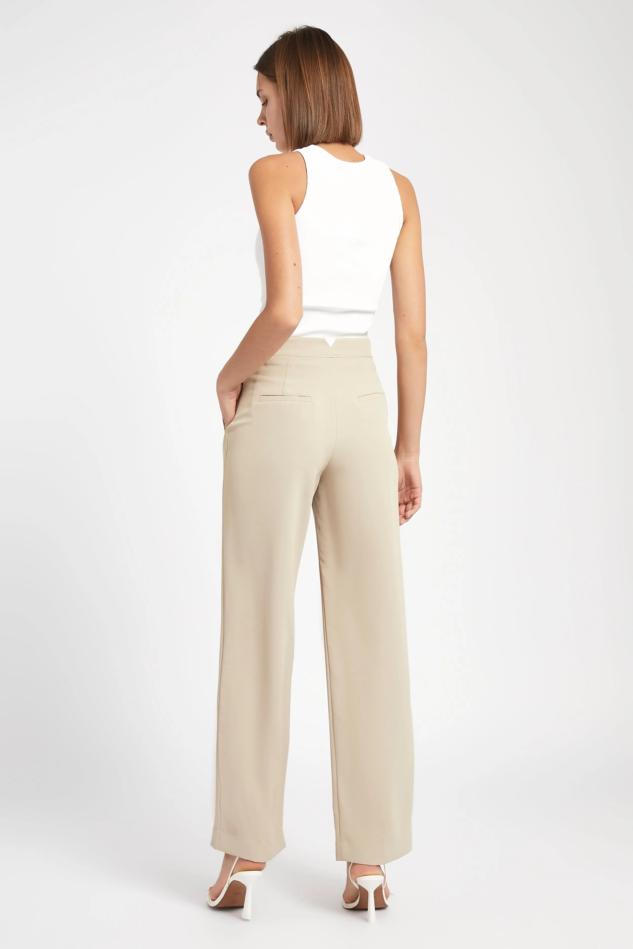 Effortless Wide Leg Trousers - Fawn