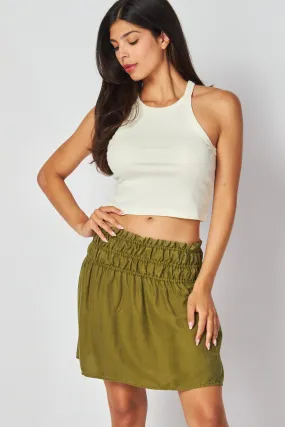 Elastic Shirred Skirt - Jungle Green