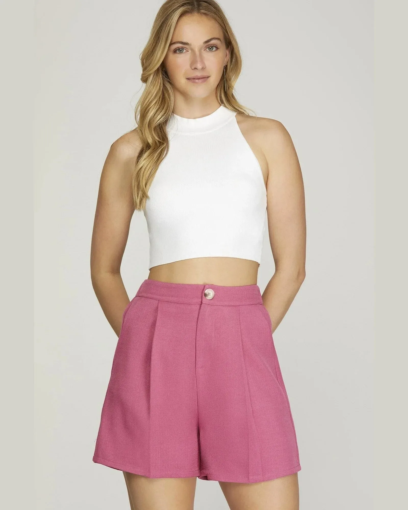 Elastic Waist Woven Bermuda Shorts