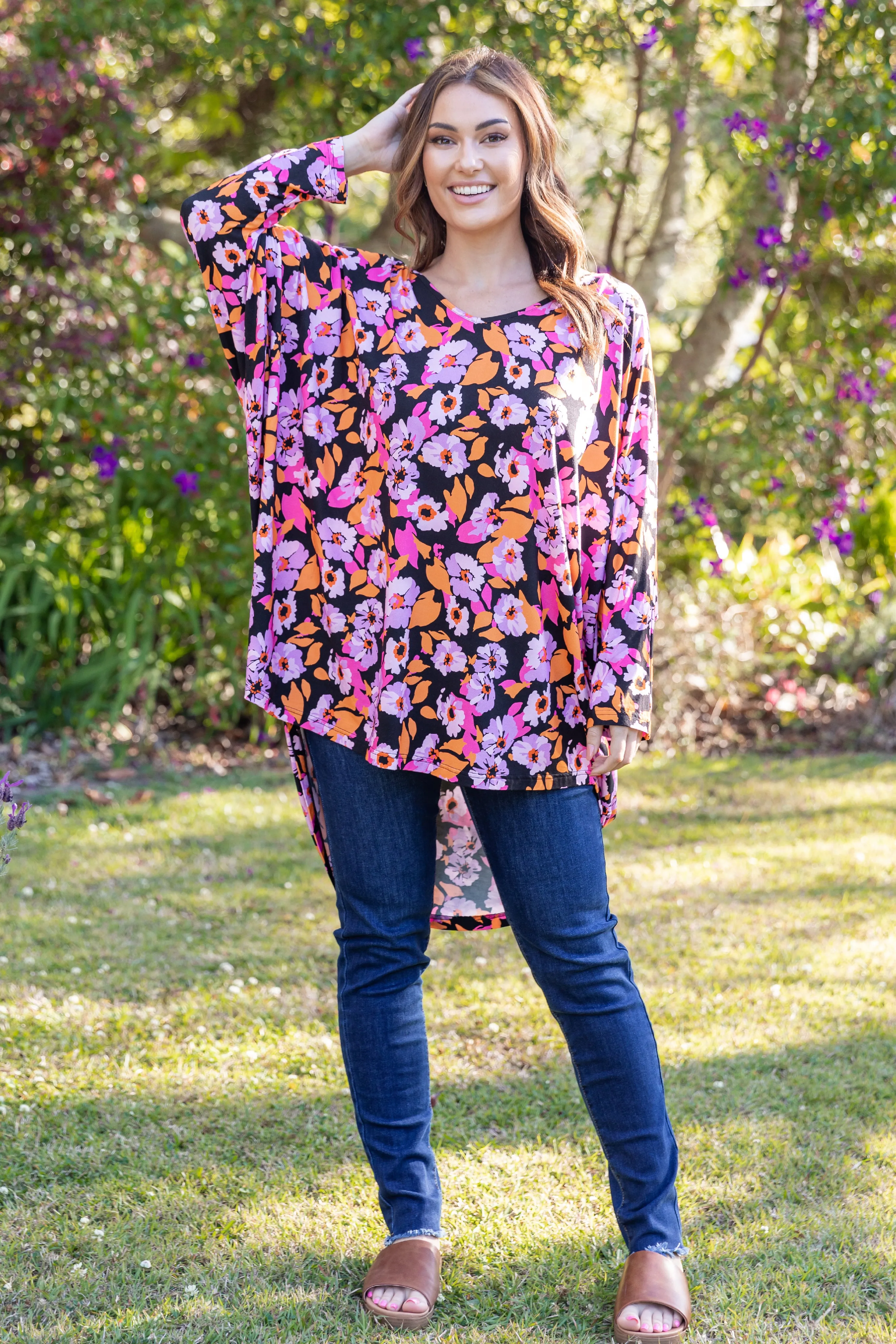 FINAL SALE Long Sleeve Hi Low Miracle Top in Rosella