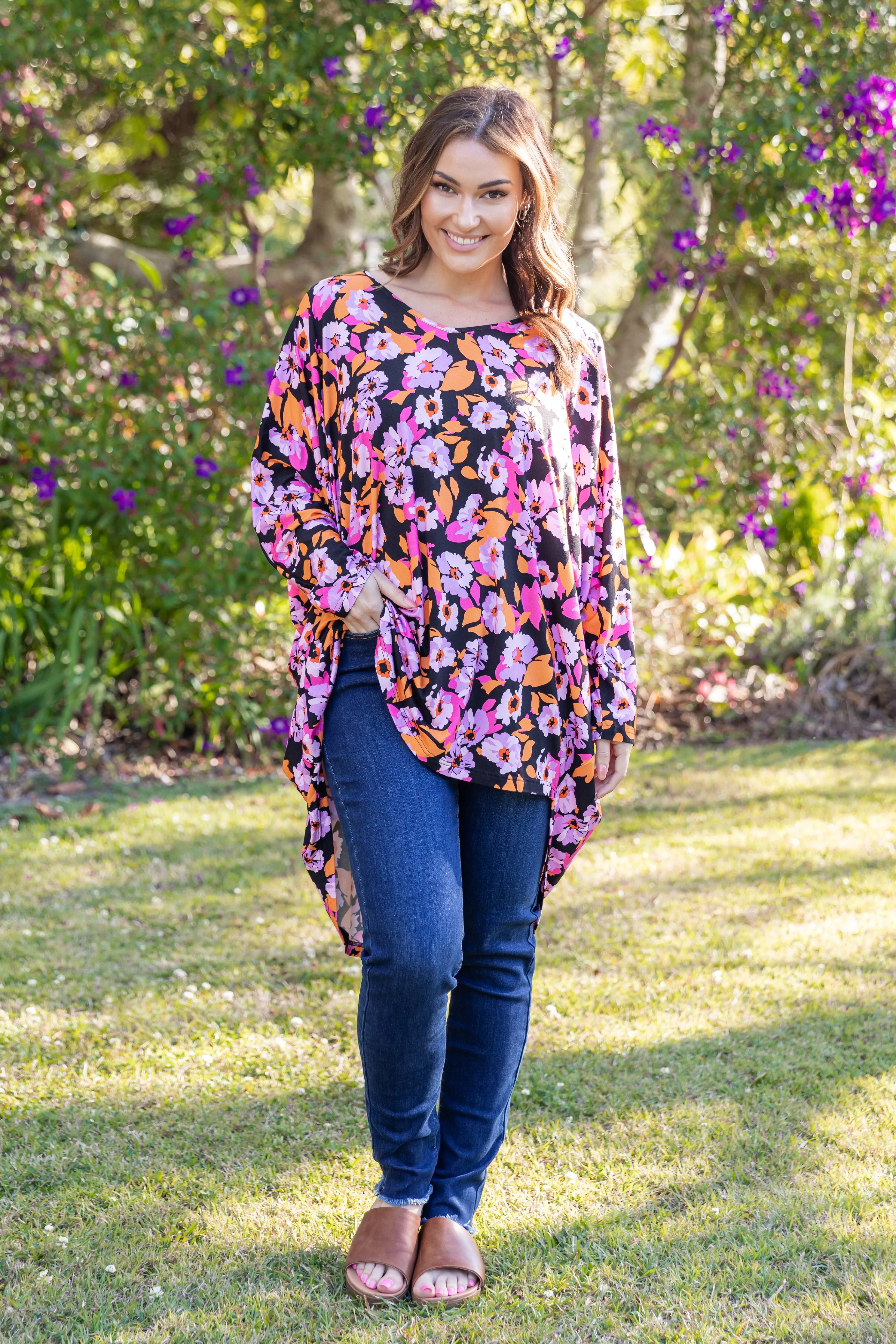 FINAL SALE Long Sleeve Hi Low Miracle Top in Rosella