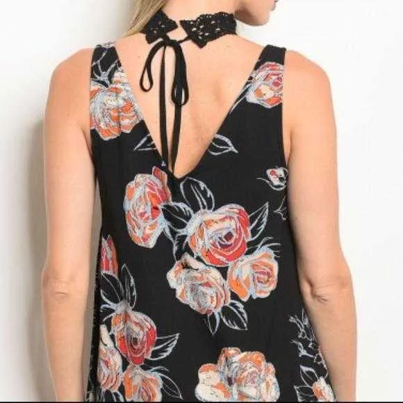 Floral Choker Mini Dress