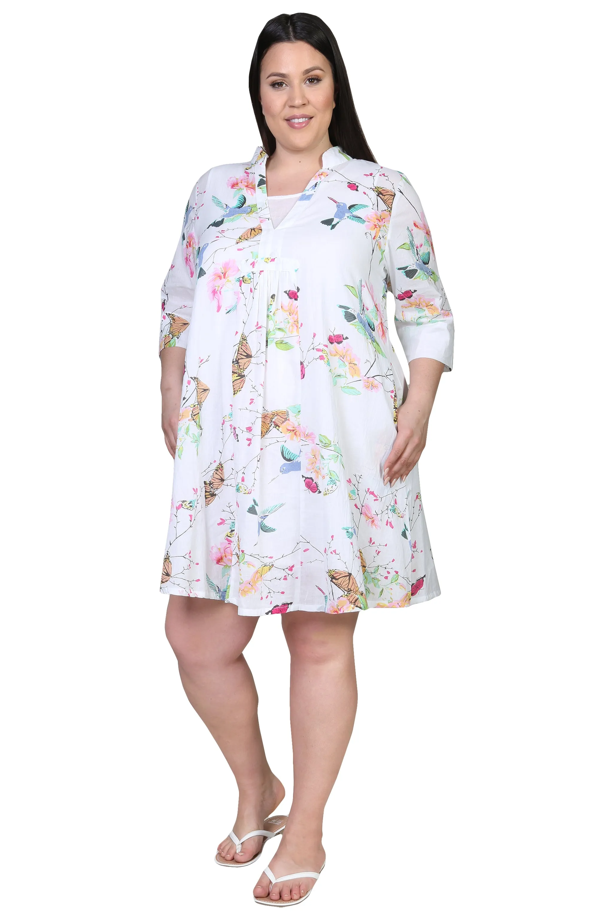 Floral Hummingbird Plus Size Sundress