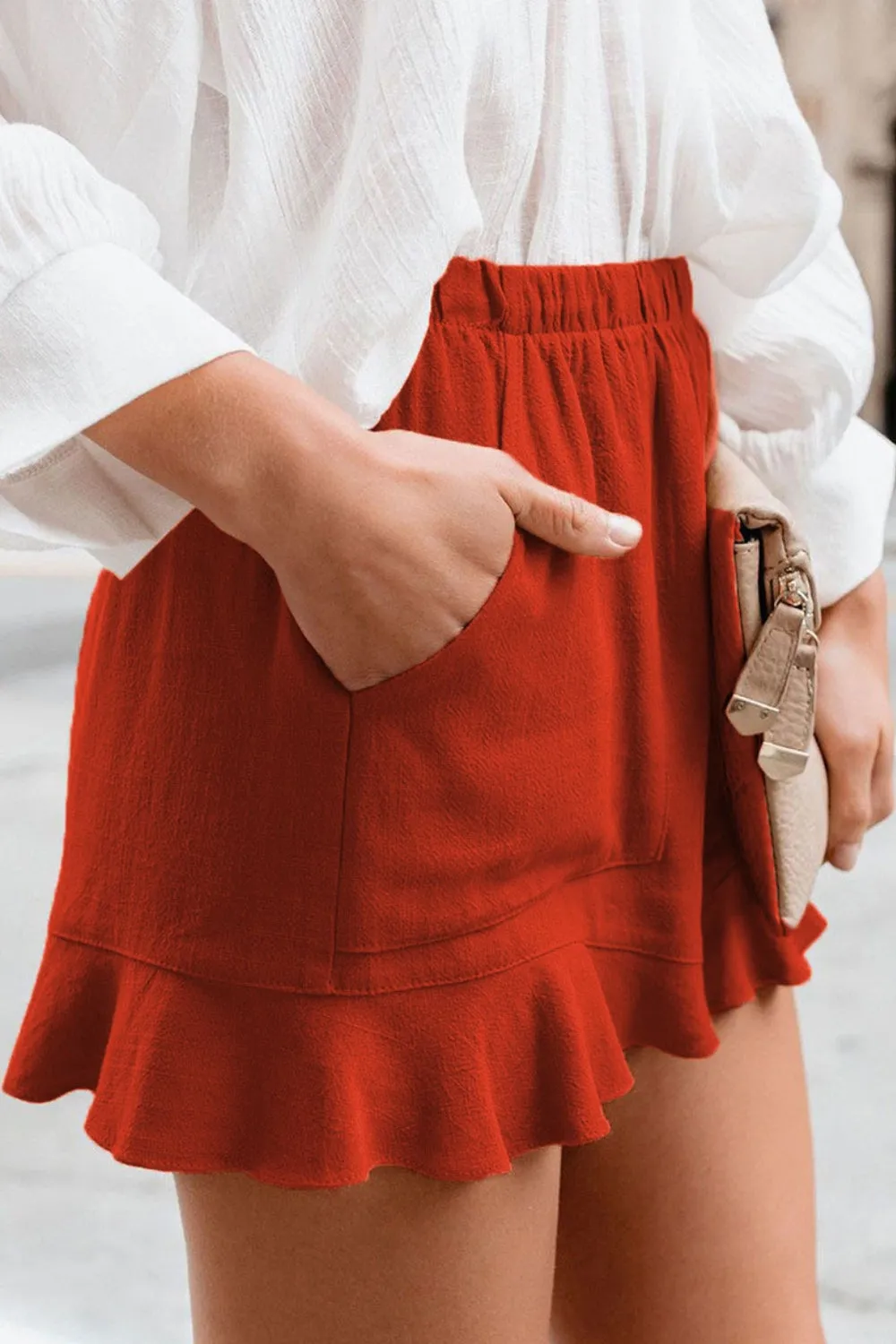 Full Size Ruffled Elastic Waist Shorts