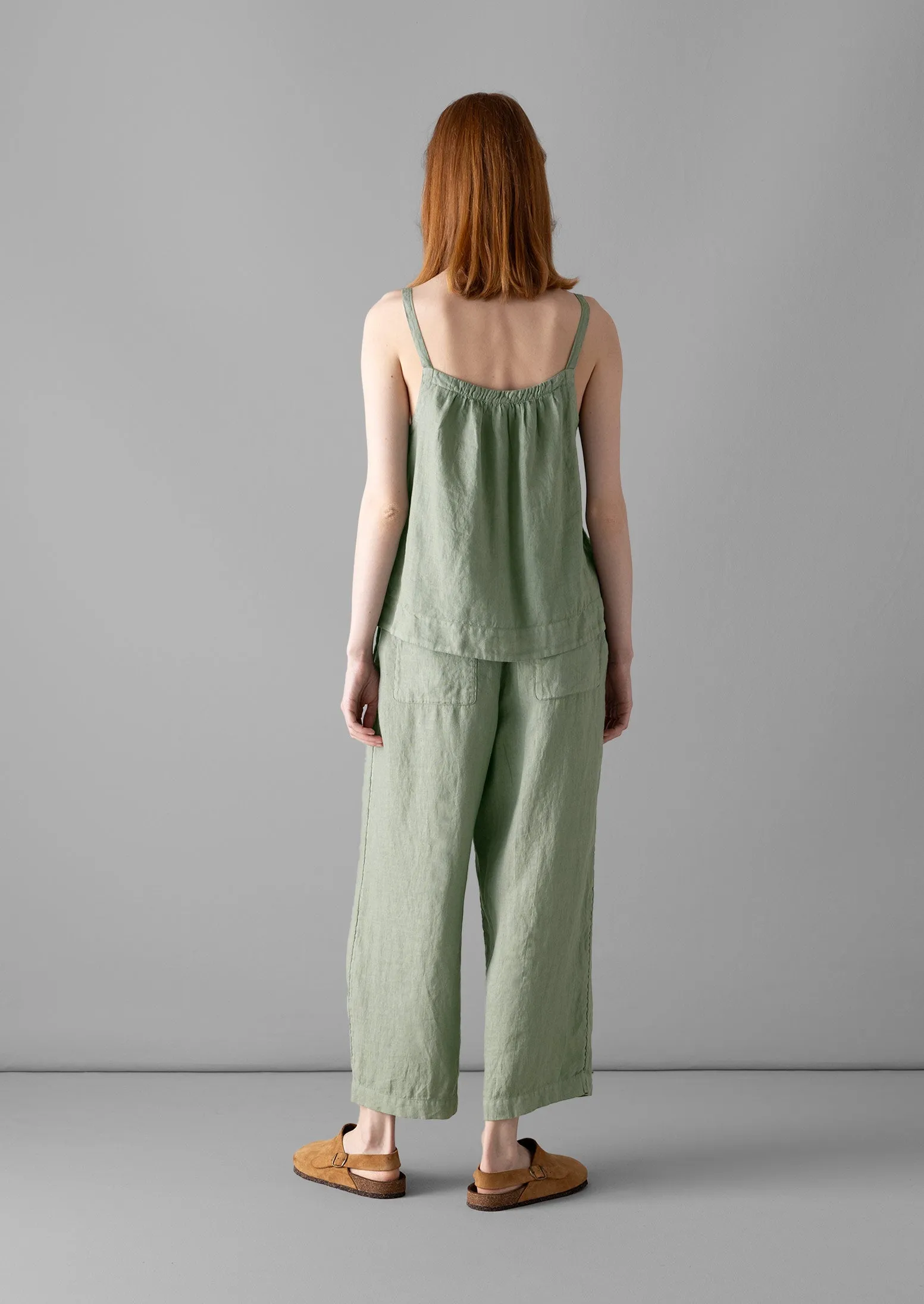 Garment Dyed Lightweight Linen Pajamas | Sage