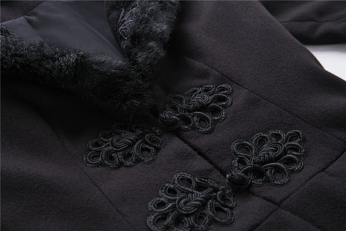 Gothic lady flower collar long coat JW167