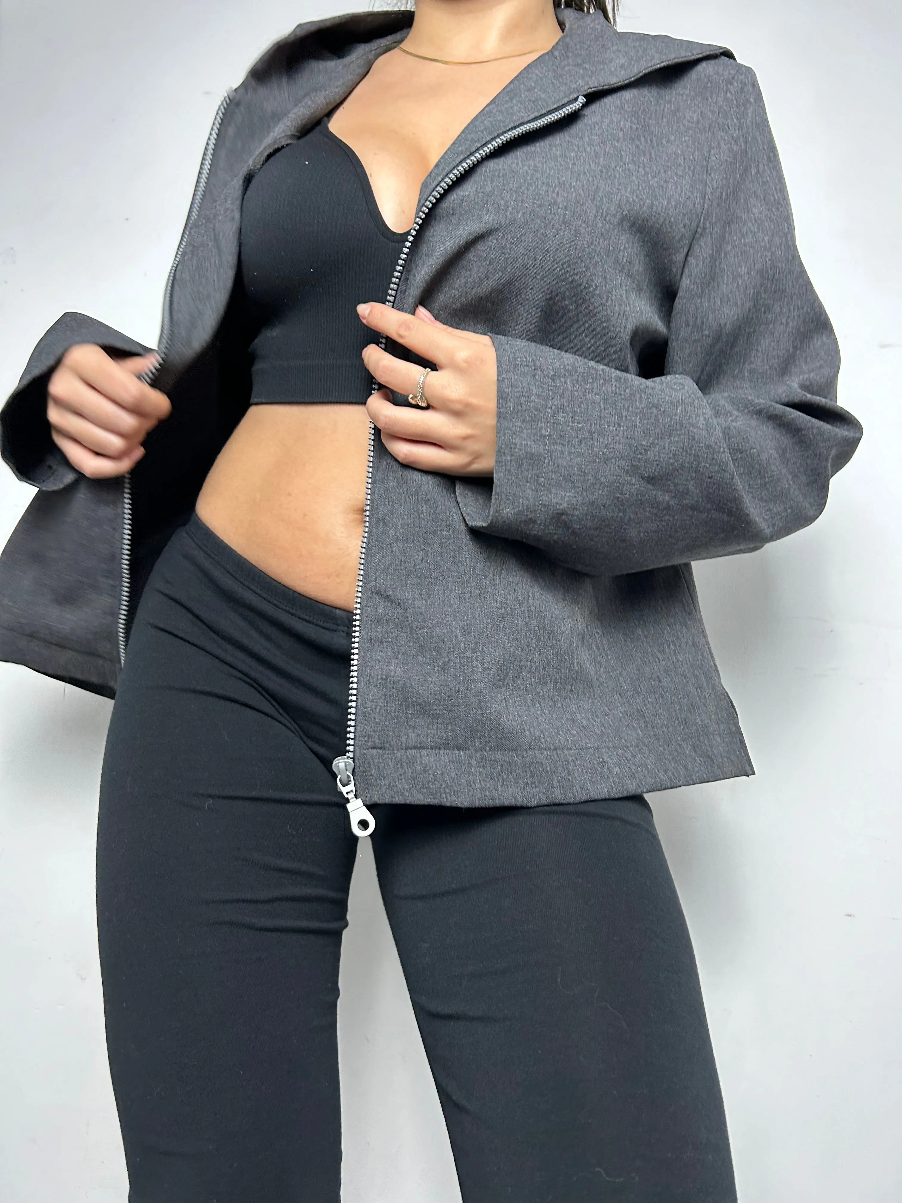 Grey zip up office hoodie jacket (L)