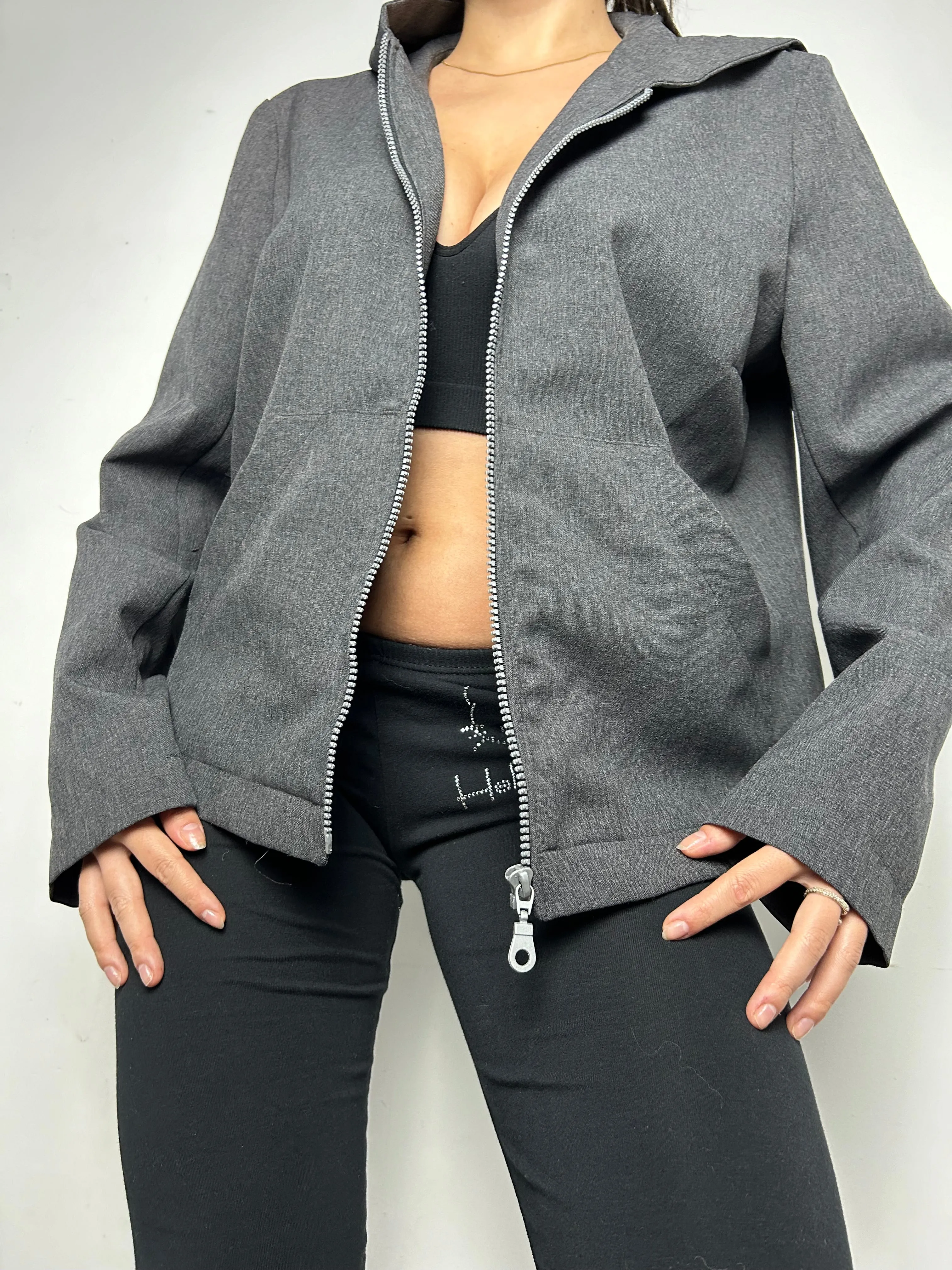 Grey zip up office hoodie jacket (L)