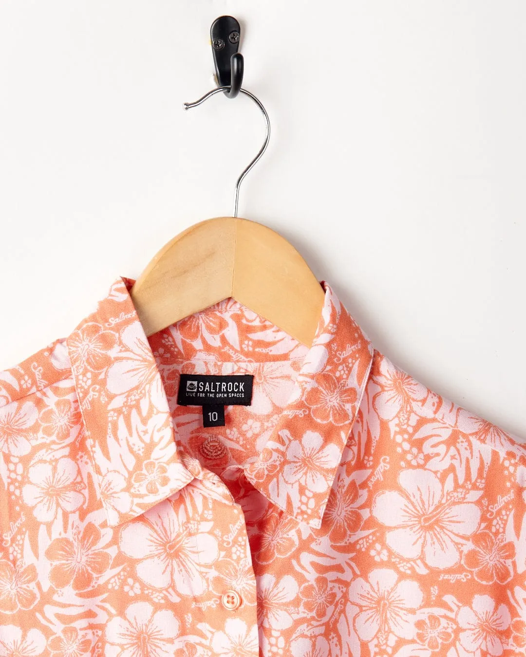 Hibiscus - Womens Tie Front Shirt - Orange