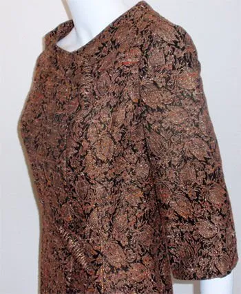 JAMES GALANOS 1960s Gold Brocade Design Evening Coat