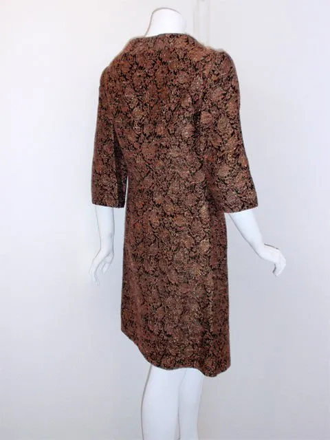 JAMES GALANOS 1960s Gold Brocade Design Evening Coat