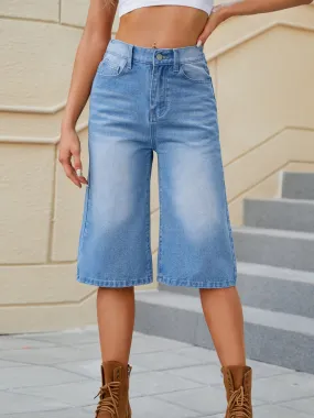 Just BE. Manny Long High Waist Denim Shorts