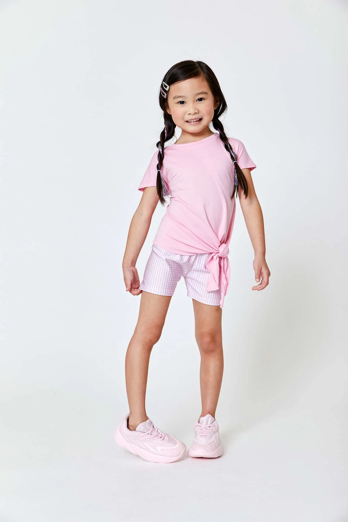 Kids Tie Front T-Shirt in Baby Pink