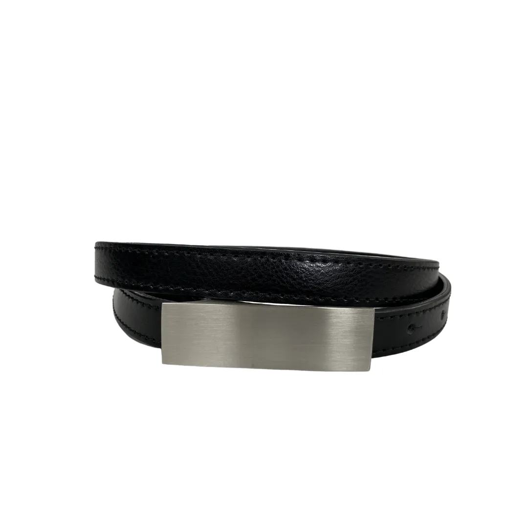 Kimberly | Women's Black Matte Genuine Leather Belt with Silver Buckle