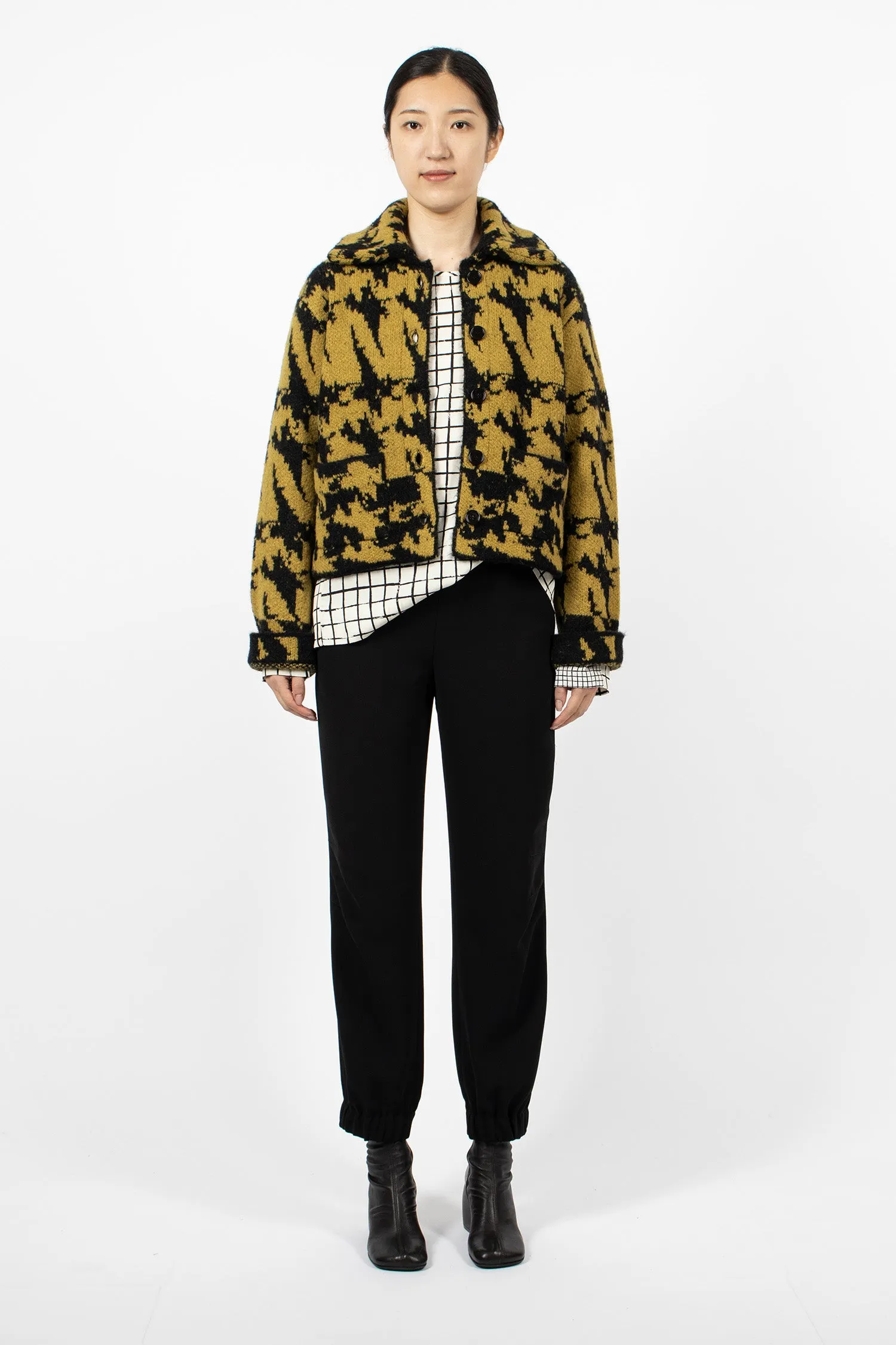 Knit Cardigan Black/Ochre