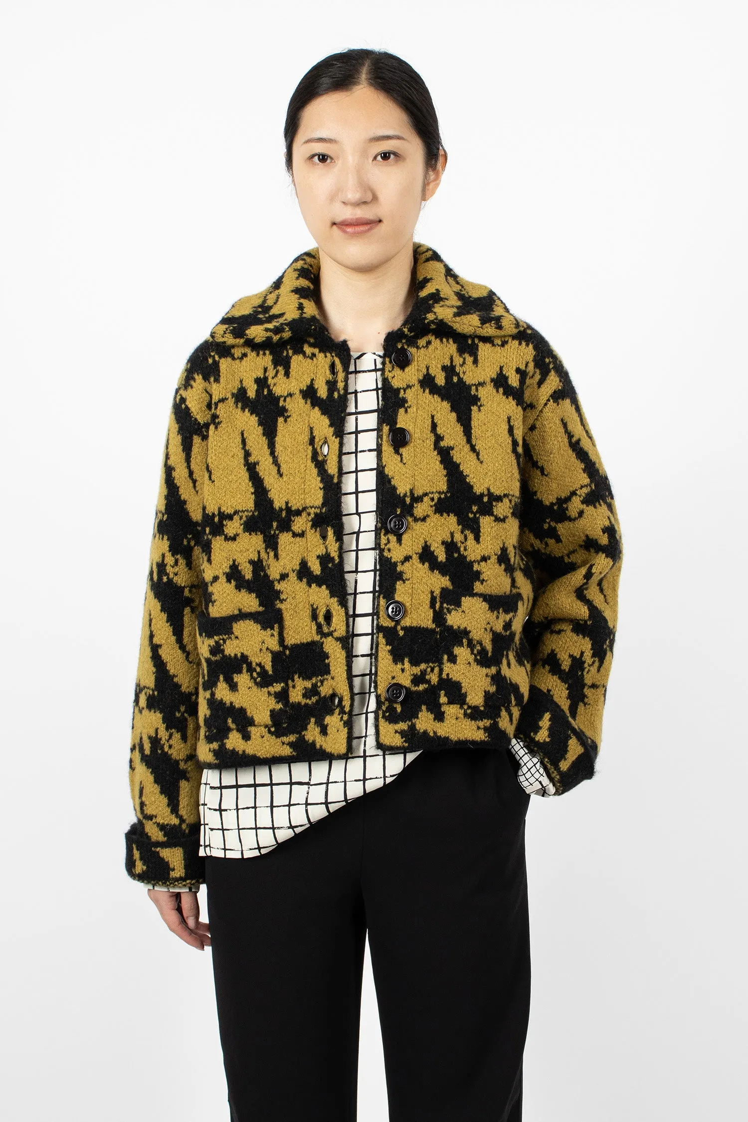 Knit Cardigan Black/Ochre