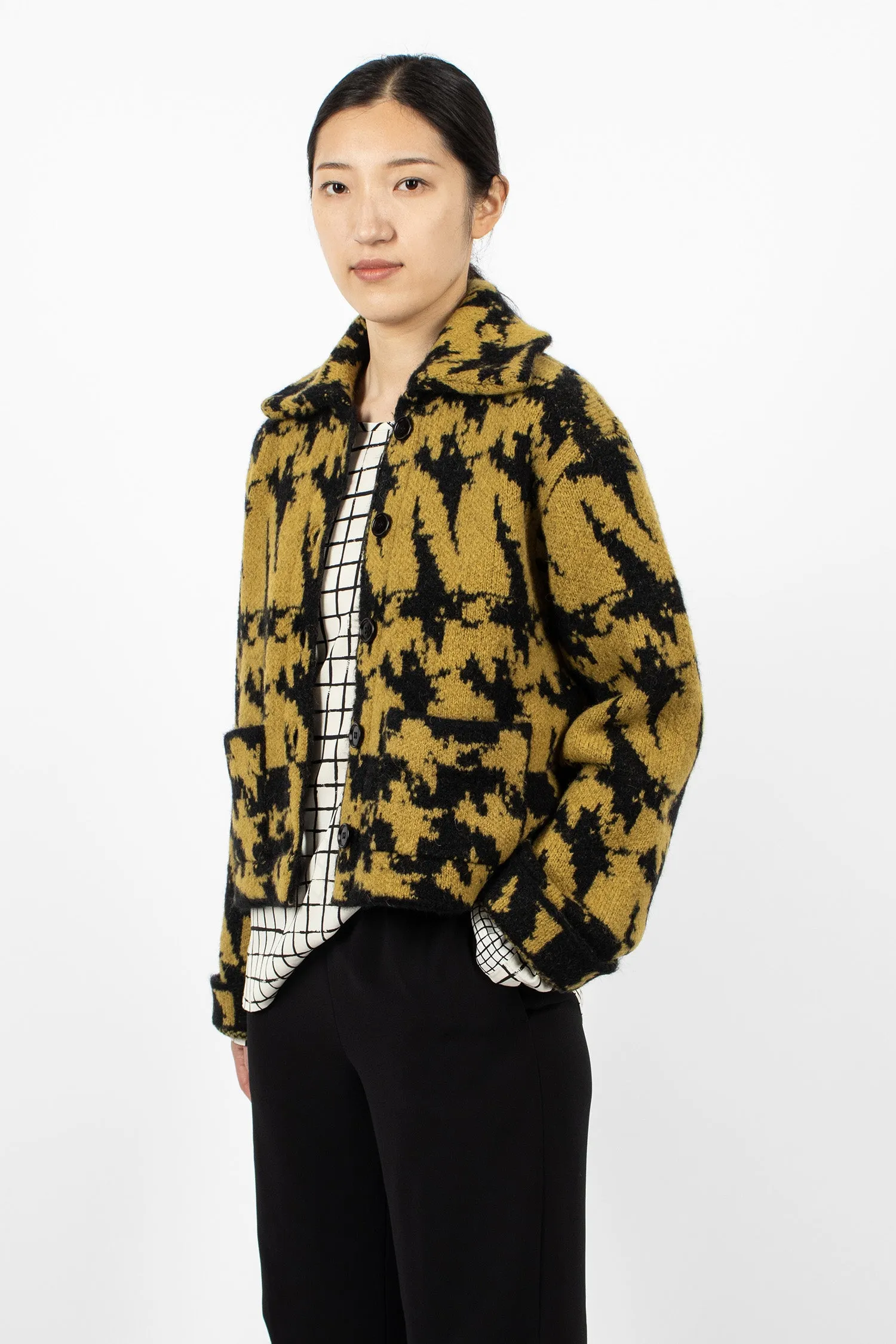 Knit Cardigan Black/Ochre