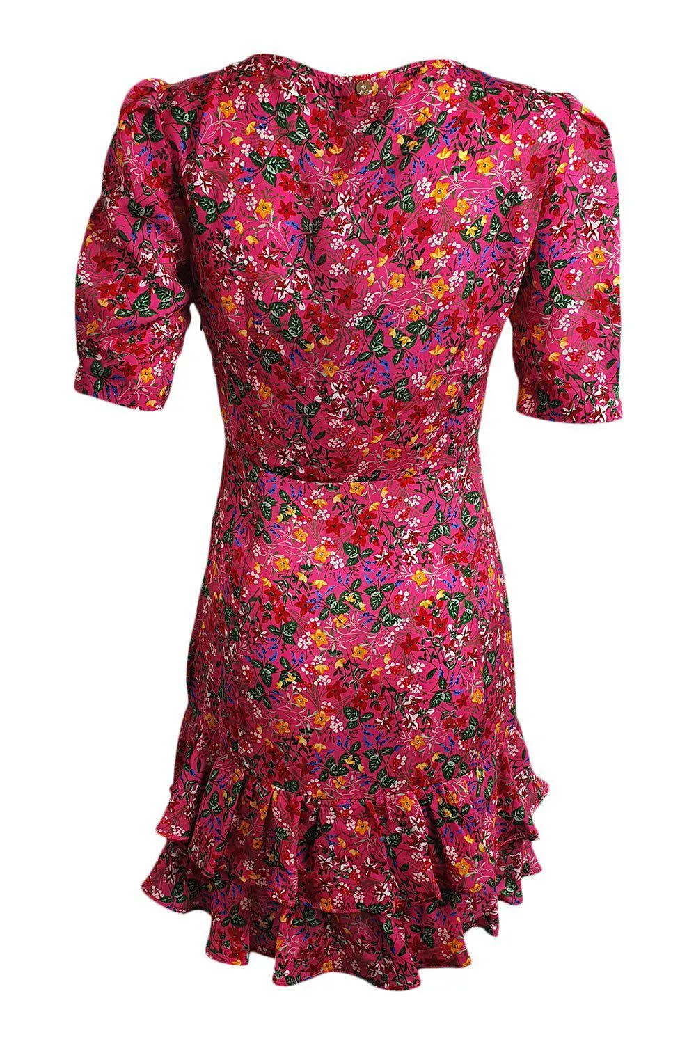 LIU JO Pink Floral Print 3/4 Sleeve Flounce Mini Dress (IT 38 | UK 06 | XXS)