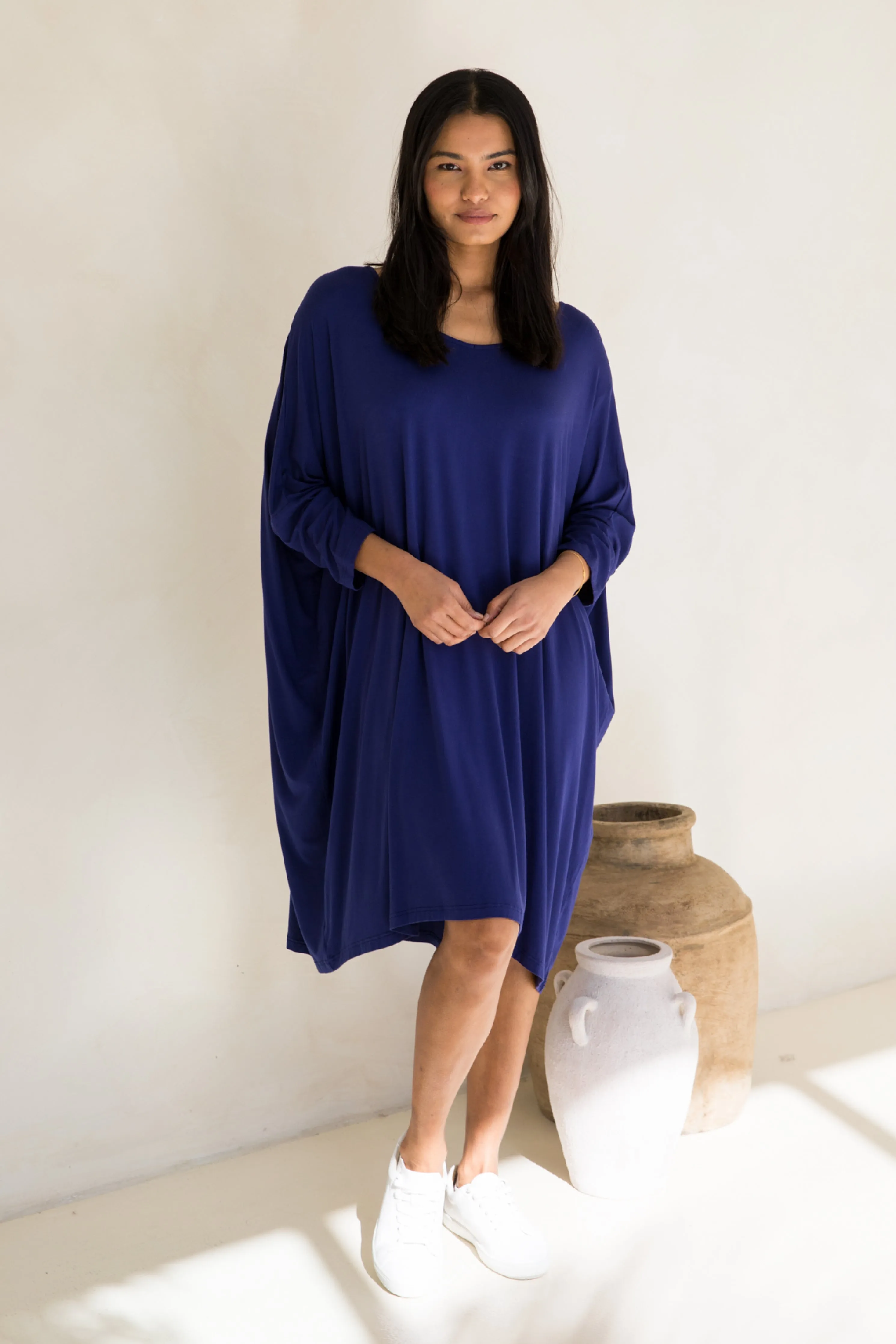 Long Sleeve Nice Dress in Dark Blue