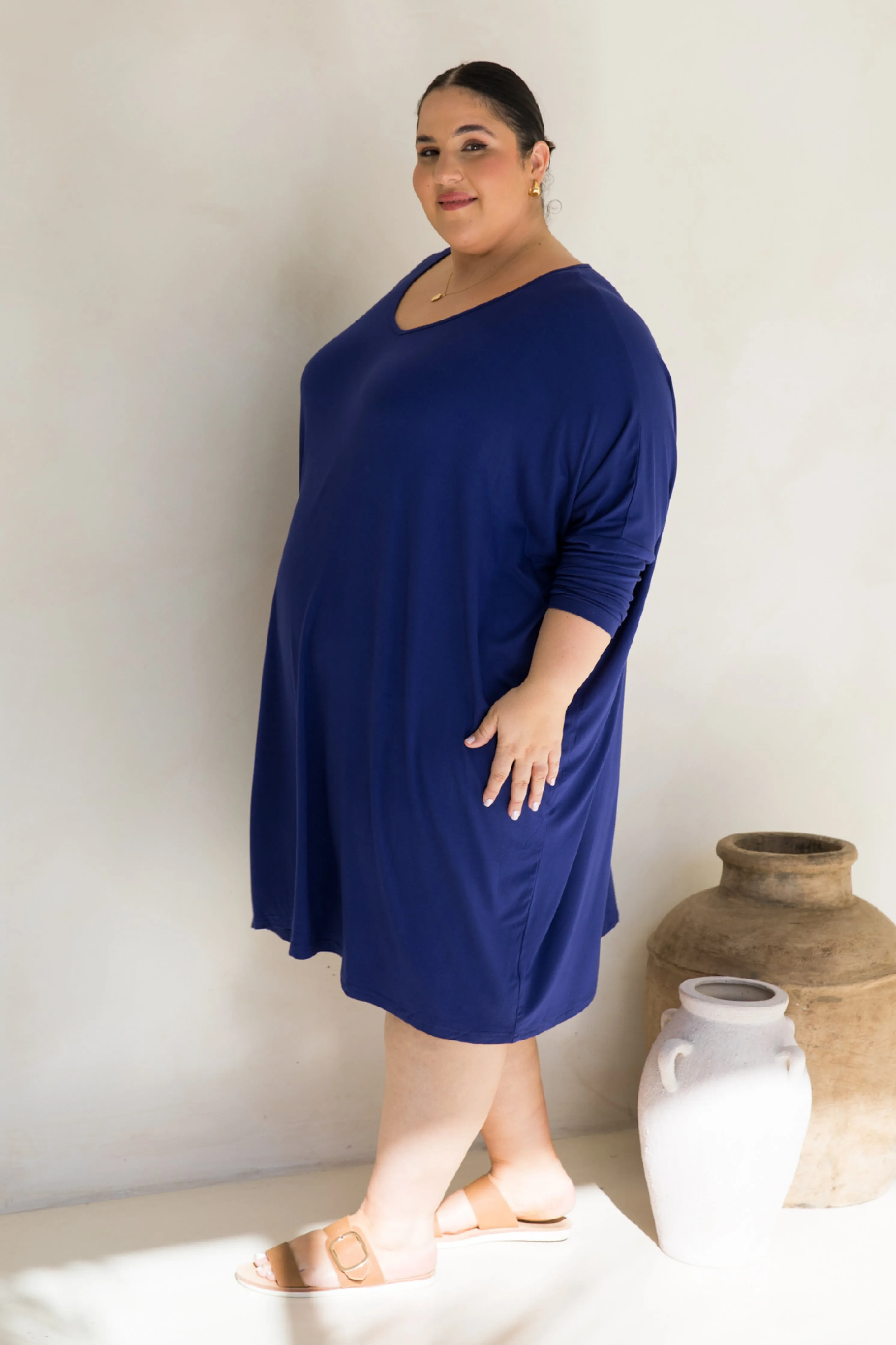 Long Sleeve Nice Dress in Dark Blue