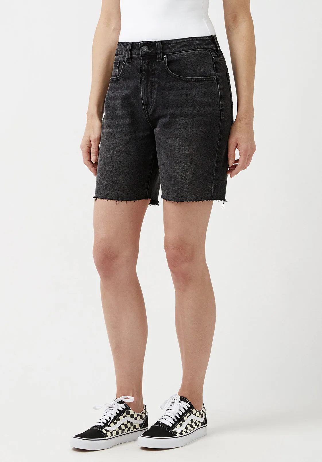 Maggie Whiskered Black Vintage Mom Shorts - BL15920