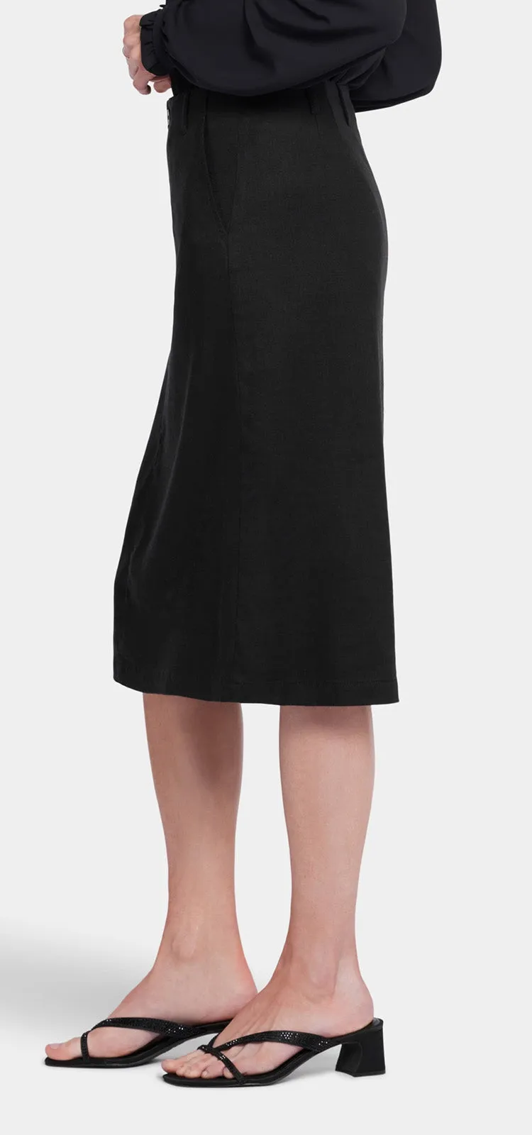 Marilyn A-Line Skirt Zwart Stretch Linnen | Black