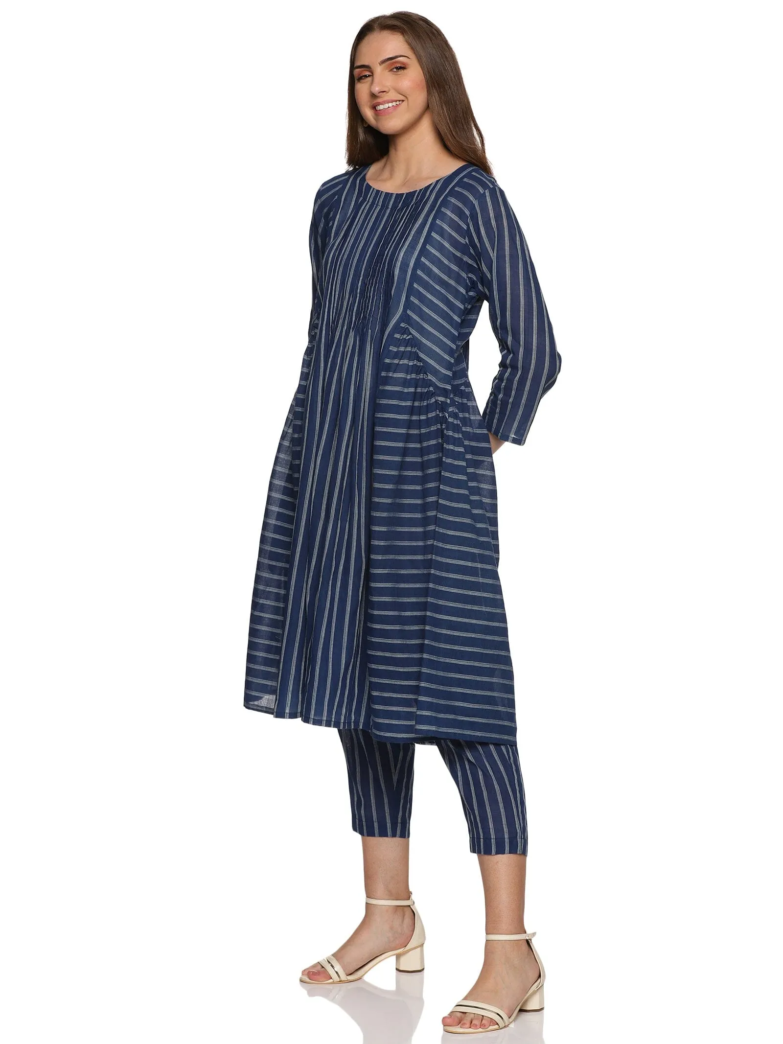 Navy blue relaxed-fit Handloom co-ord