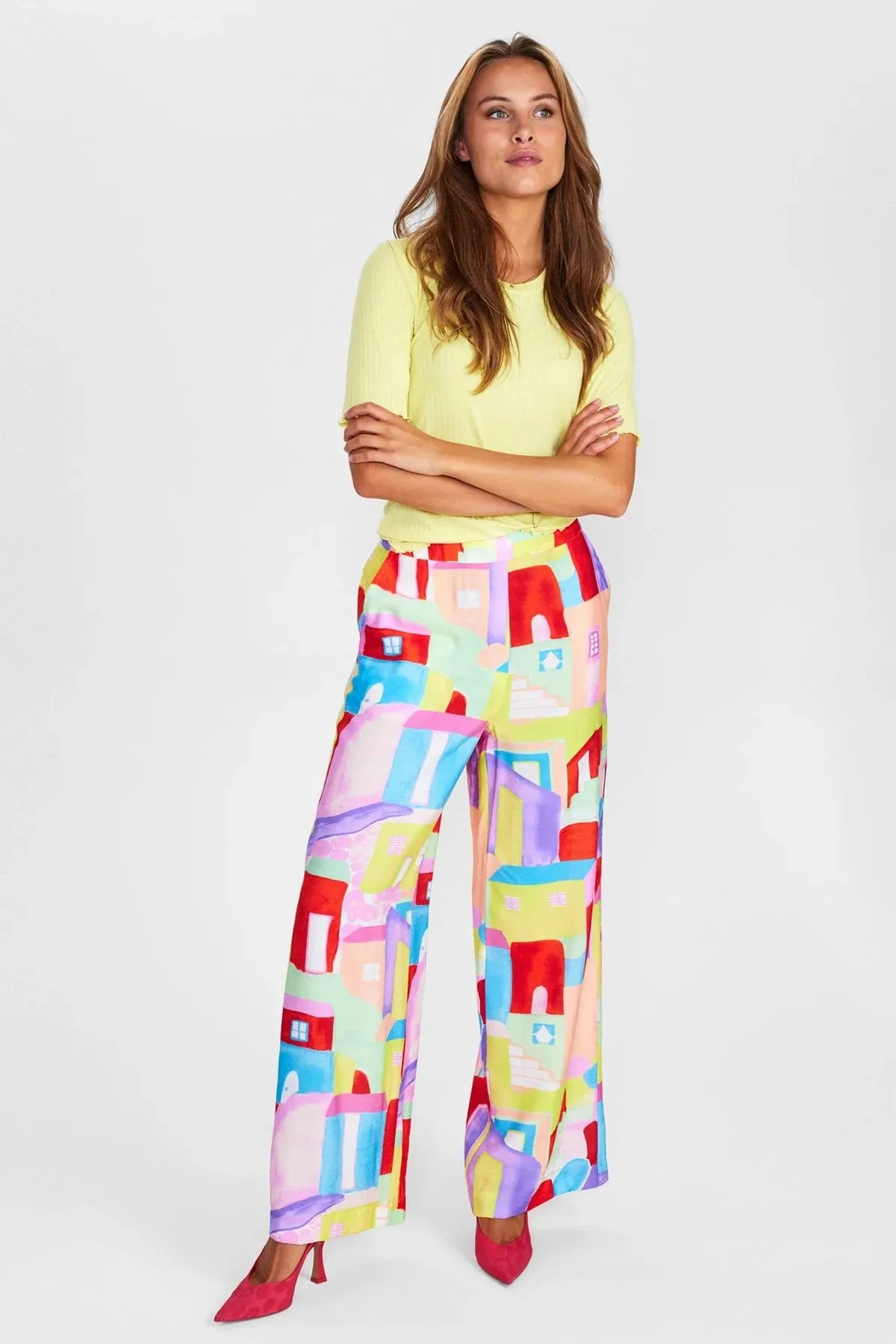 Numph Wide Leg Printed Trousers Multi