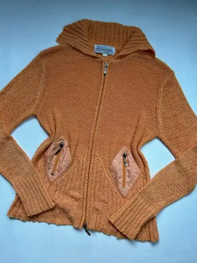 Orange zip up stretchy cardigan jumper (One size)