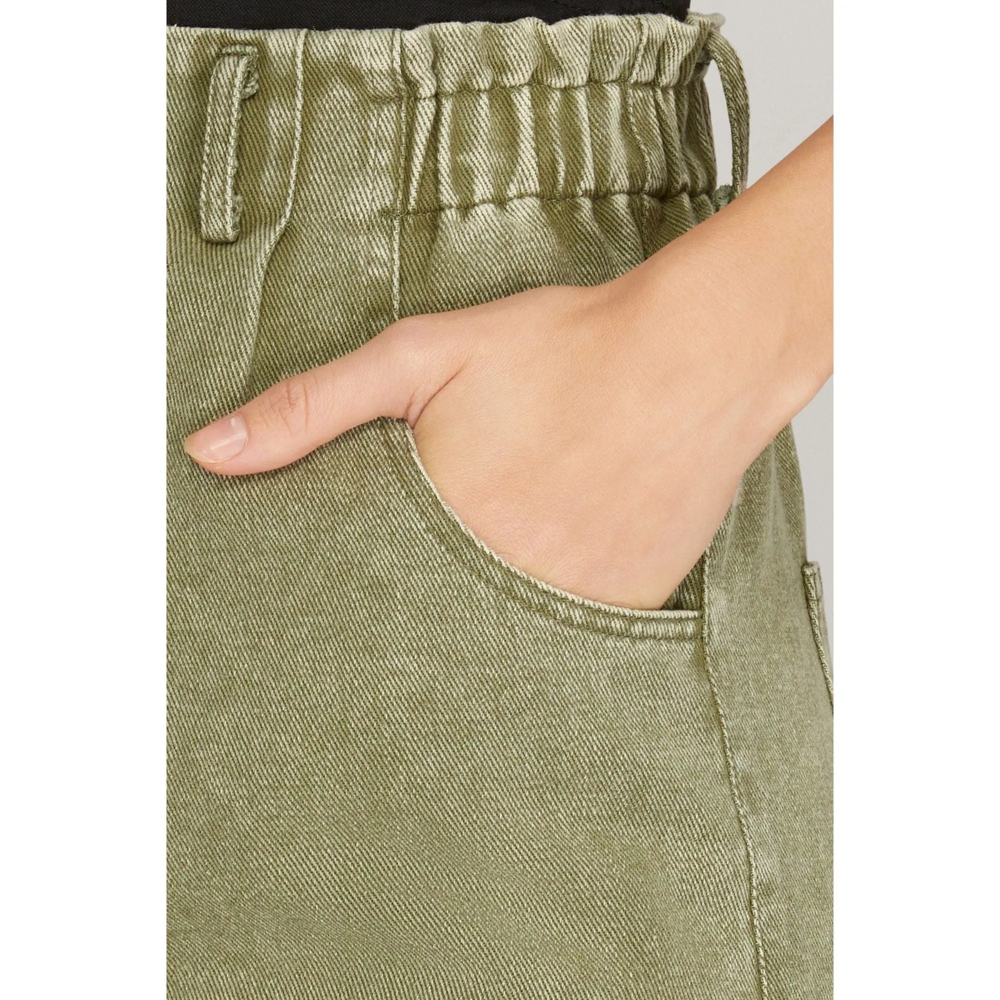 Paperbag Twill Washed Mini Skirt