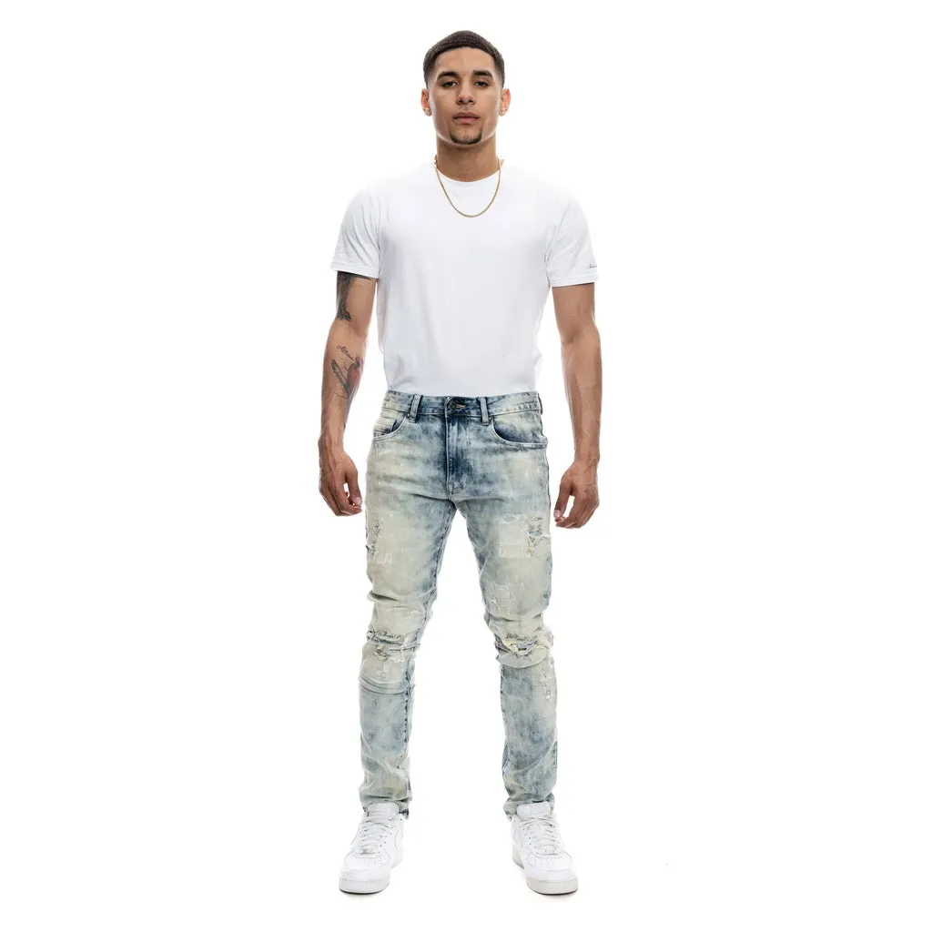 Patch Washed Jeans - Mojave Blue