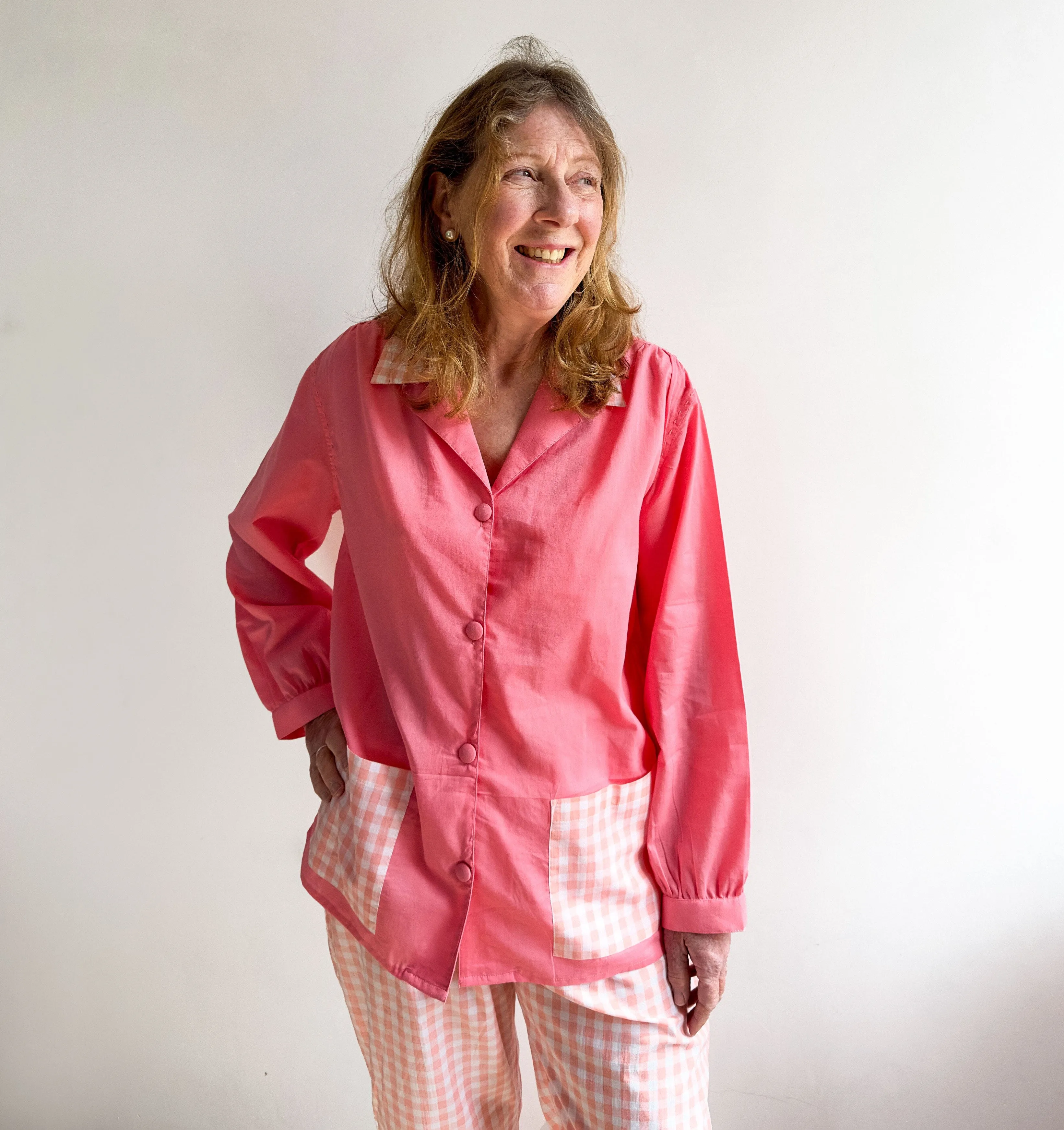 Patterned cotton pyjamas [Pink & Peach Gingham]