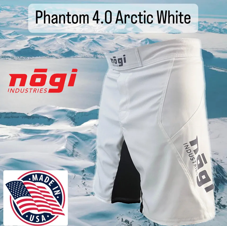 Phantom 4.0 Fight Shorts - Arctic White & Gray - MADE IN USA