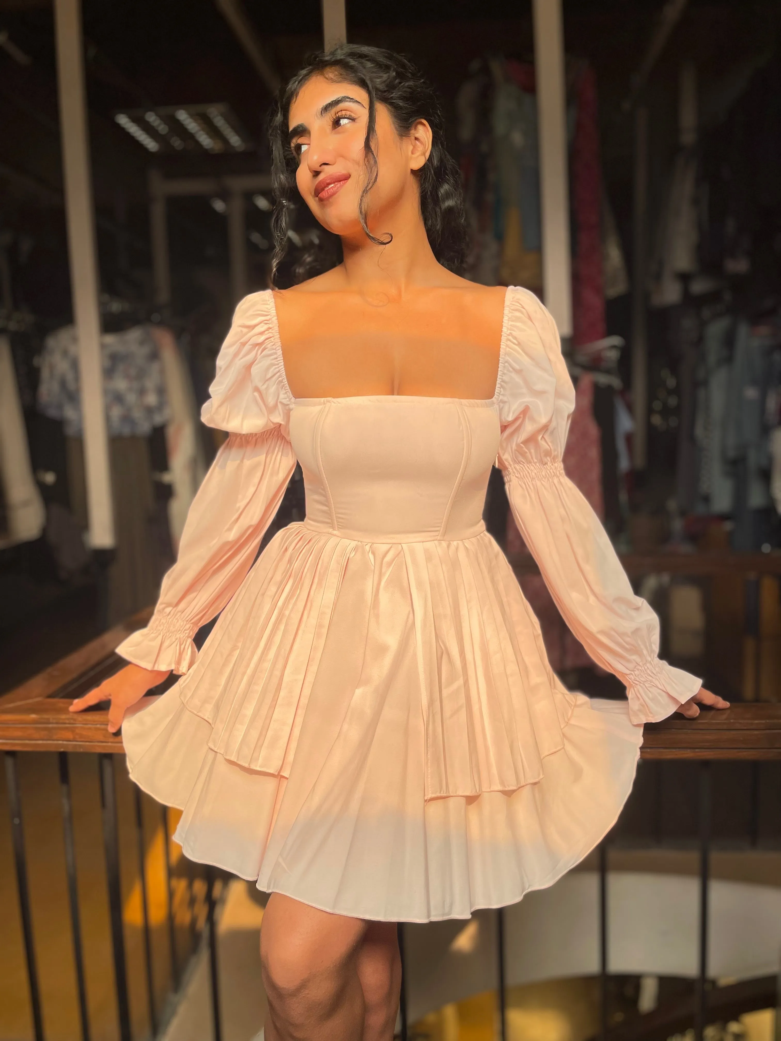 Pixie Baby Pink Puff Corset Dress